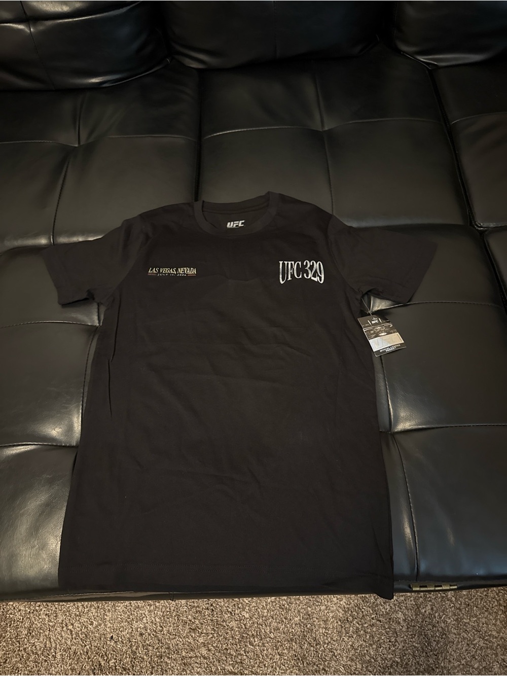UFC Black Short Sleeve Logo T-Shirt with White Print